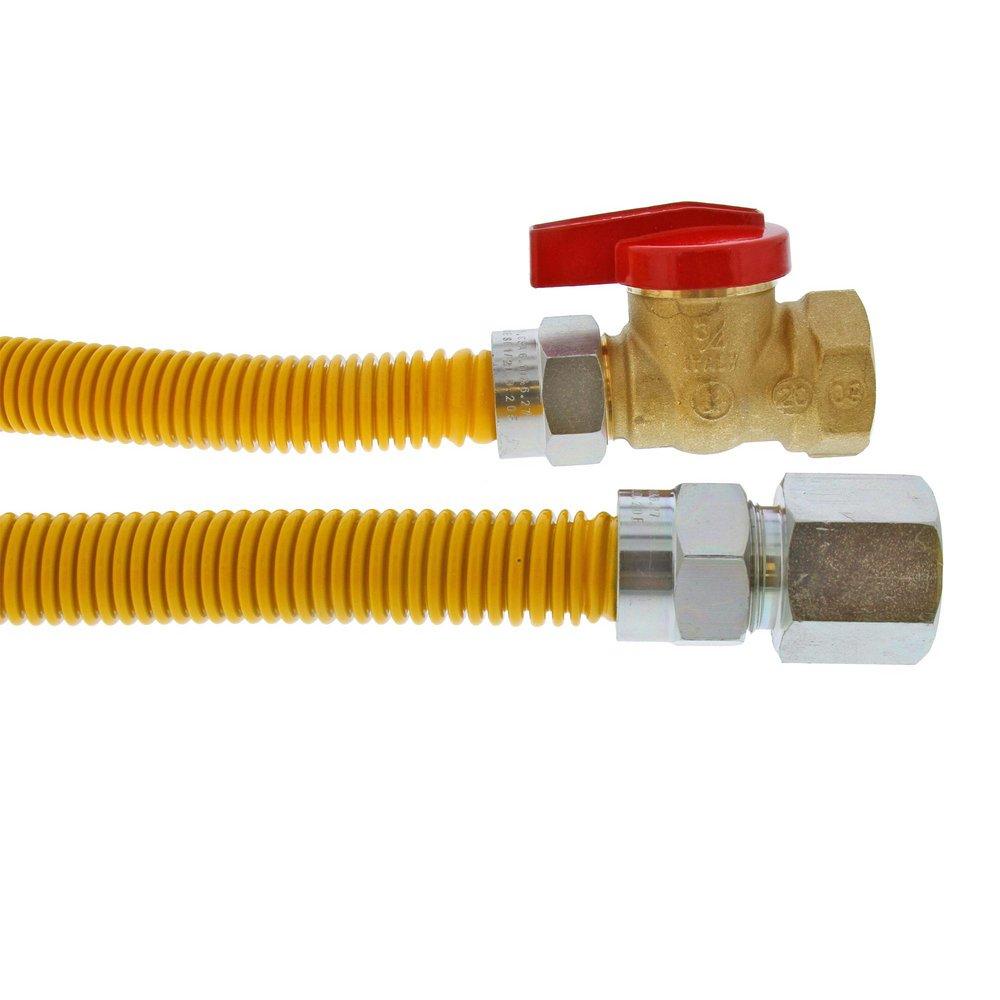 Jones Stephens Yellow 1/2 in. MIP x FIP 304 Stainless Steel Gas Connector 