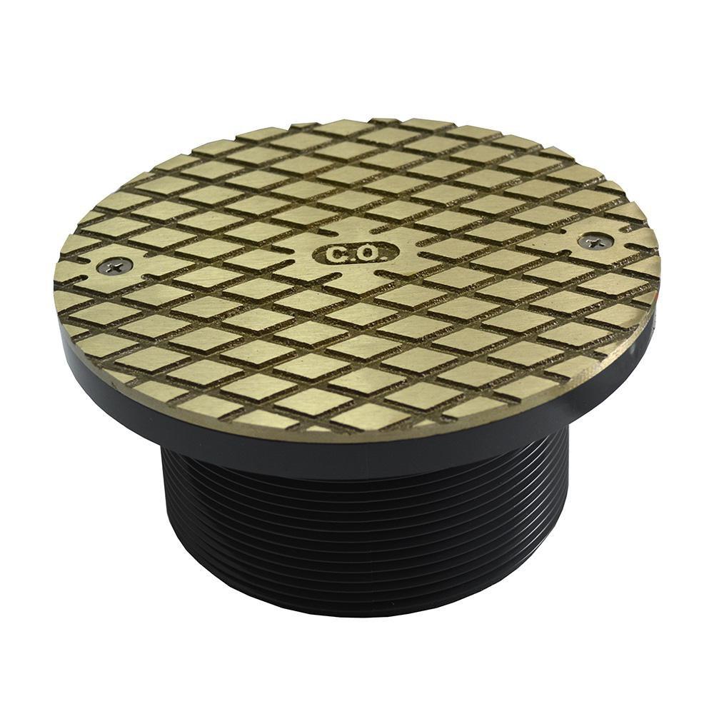 4 in. Heavy Duty PVC Cleanout Spud with 6 in. Round Nickel Bronze Cover 