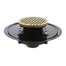 2 in. Heavy Duty ABS Drain Base with 3-1/2 in. Plastic Spud and 5 in. Polished Brass Strainer with Ring