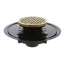 2 in. Heavy Duty ABS Drain Base with 3-1/2 in. Plastic Spud and 5 in. Polished Brass Strainer with Ring 