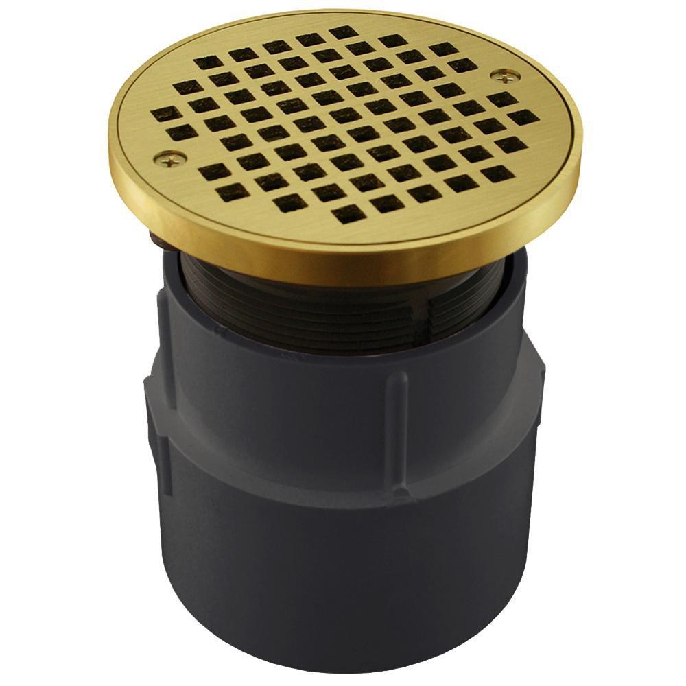 4 in. PVC Over Pipe Fit Base Cleanout with 3-1/2 in. Plastic Spud and 6 in. Polished Brass Cover with Ring 