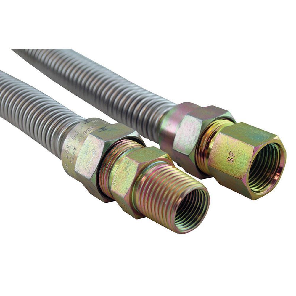 Jones Stephens Stainless Steel 3/4 in. FIPS Gas Connector with Fitting in Stainless Steel 