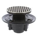 2 x 3 in. Heavy Duty PVC Drain Base with 3 in. Plastic Spud and 6 in. Nickel Bronze Strainer 