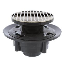 2 x 3 in. Heavy Duty PVC Drain Base with 3 in. Plastic Spud and 6 in. Nickel Bronze Strainer