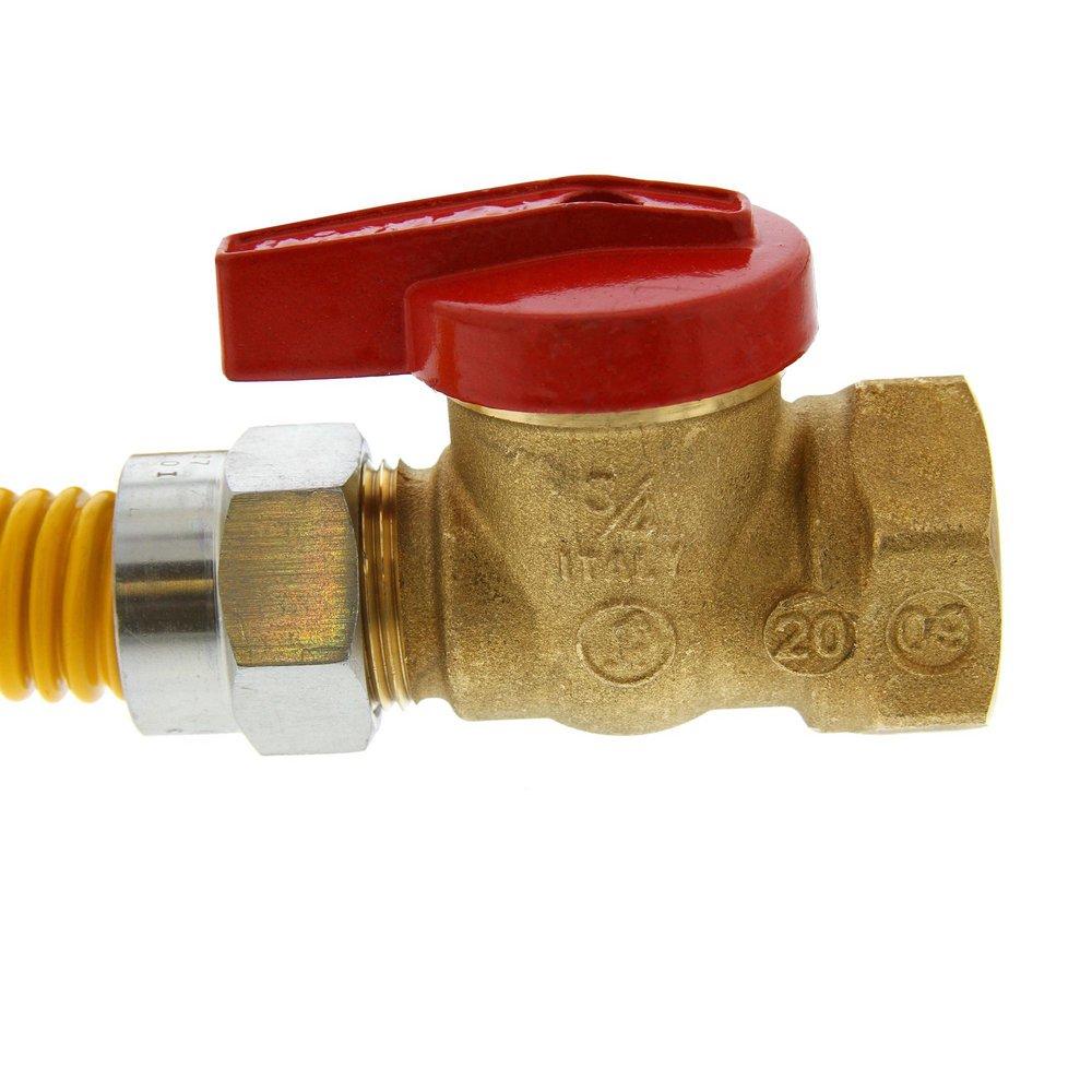 Jones Stephens Yellow 3/4 in. MIPS Gas Connector with Ball Valve in Yellow 