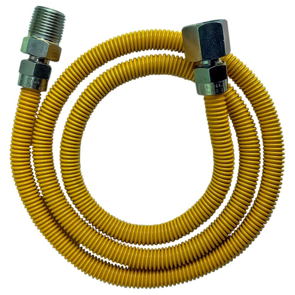 Jones Stephens Yellow 3/8 in. FIPS Gas Connector with Fitting in Yellow 