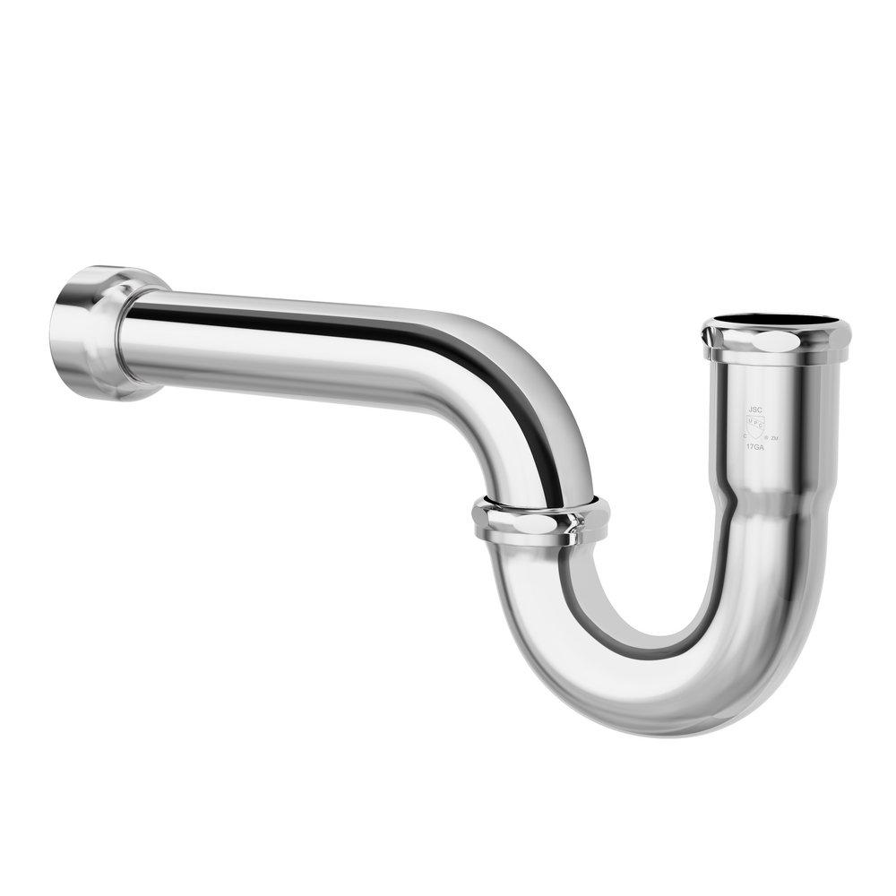 Jones Stephens Chrome Plated Brass P-Trap with Box Escutcheon in Polished Chrome (Less Clean-Out) 
