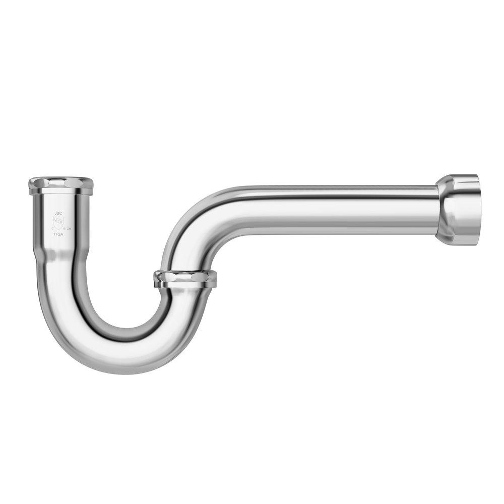Jones Stephens Chrome Plated Brass P-Trap with Box Escutcheon in Polished Chrome (Less Clean-Out) 