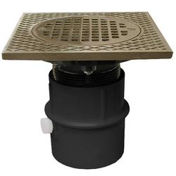 3 in. PVC Over Pipe Fit Drain Base with 3 in. Plastic Spud and 5 in. Nickel Bronze Strainer