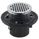 4 in. Heavy Duty PVC Drain Base with 3-1/2 in. Plastic Spud and 6 in. Chrome Plated Strainer with Ring