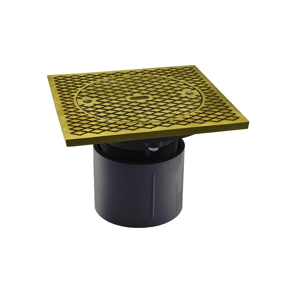 3 in. PVC Over Pipe Fit Base Cleanout with 3 in. Plastic Spud and 7 in. Polished Brass Cover 