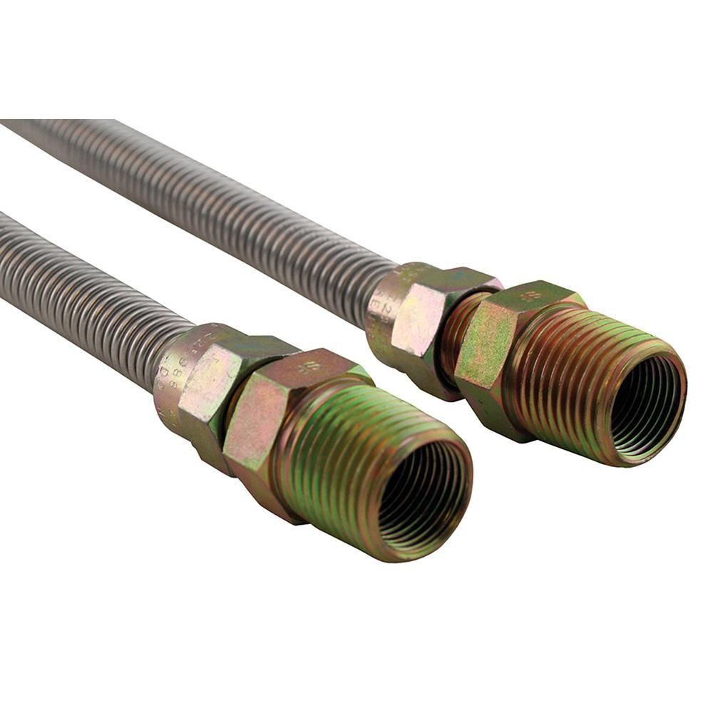 Jones Stephens Stainless Steel 1/2 in. MIPS Gas Connector with Fitting in Stainless Steel 