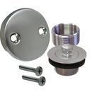 Zinc Lift & Turn Drain Trim Kit with Two-Hole Overflow Plate in Brushed Stainless Steel