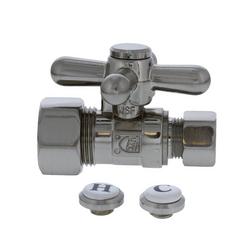 5/8 x 3/8 in. OD Compression Cross Straight Supply Stop Valve in Brushed Nickel