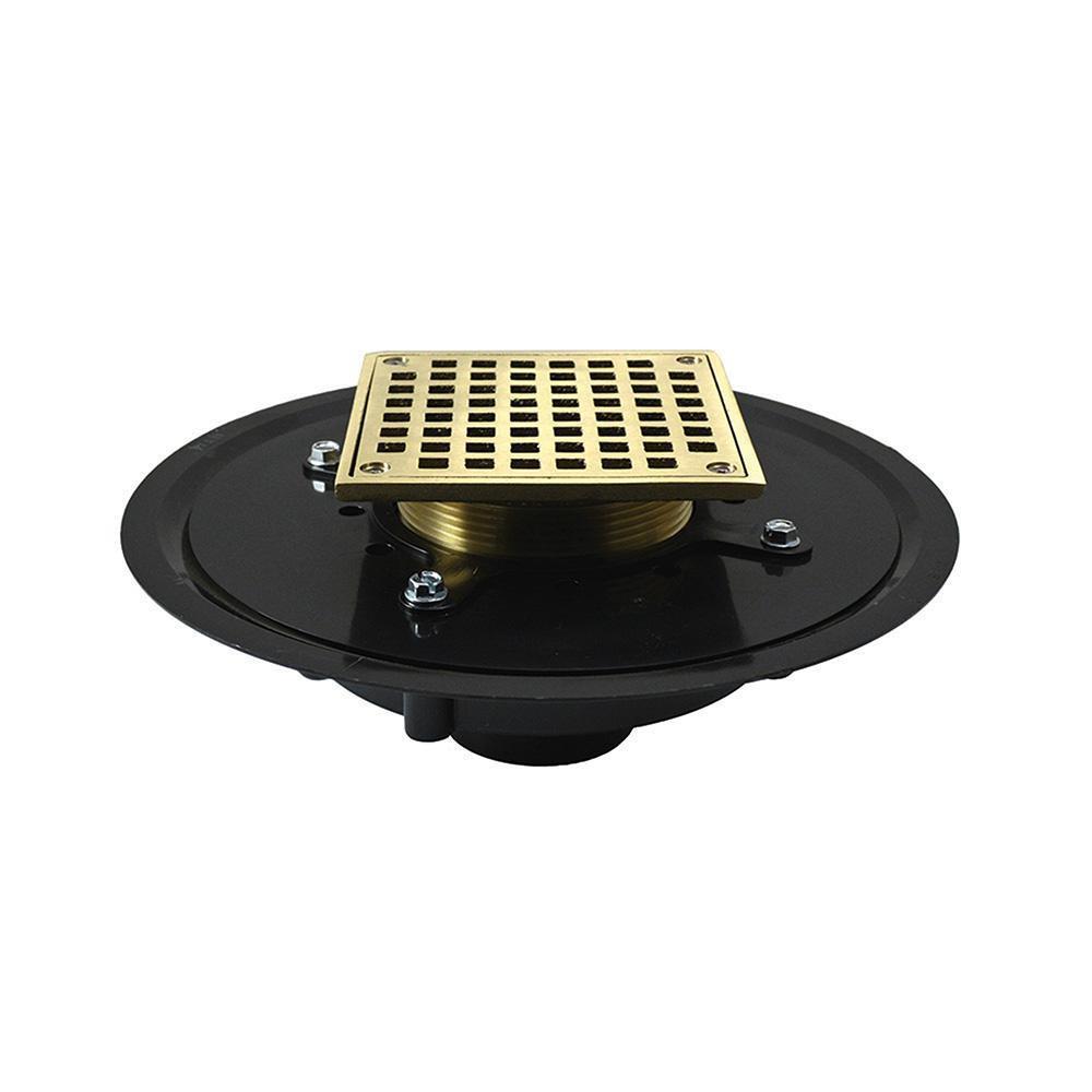 2 in. Heavy Duty ABS Drain Base with 3-1/2 in. Metal Spud and 5 in. Nickel Bronze Strainer 