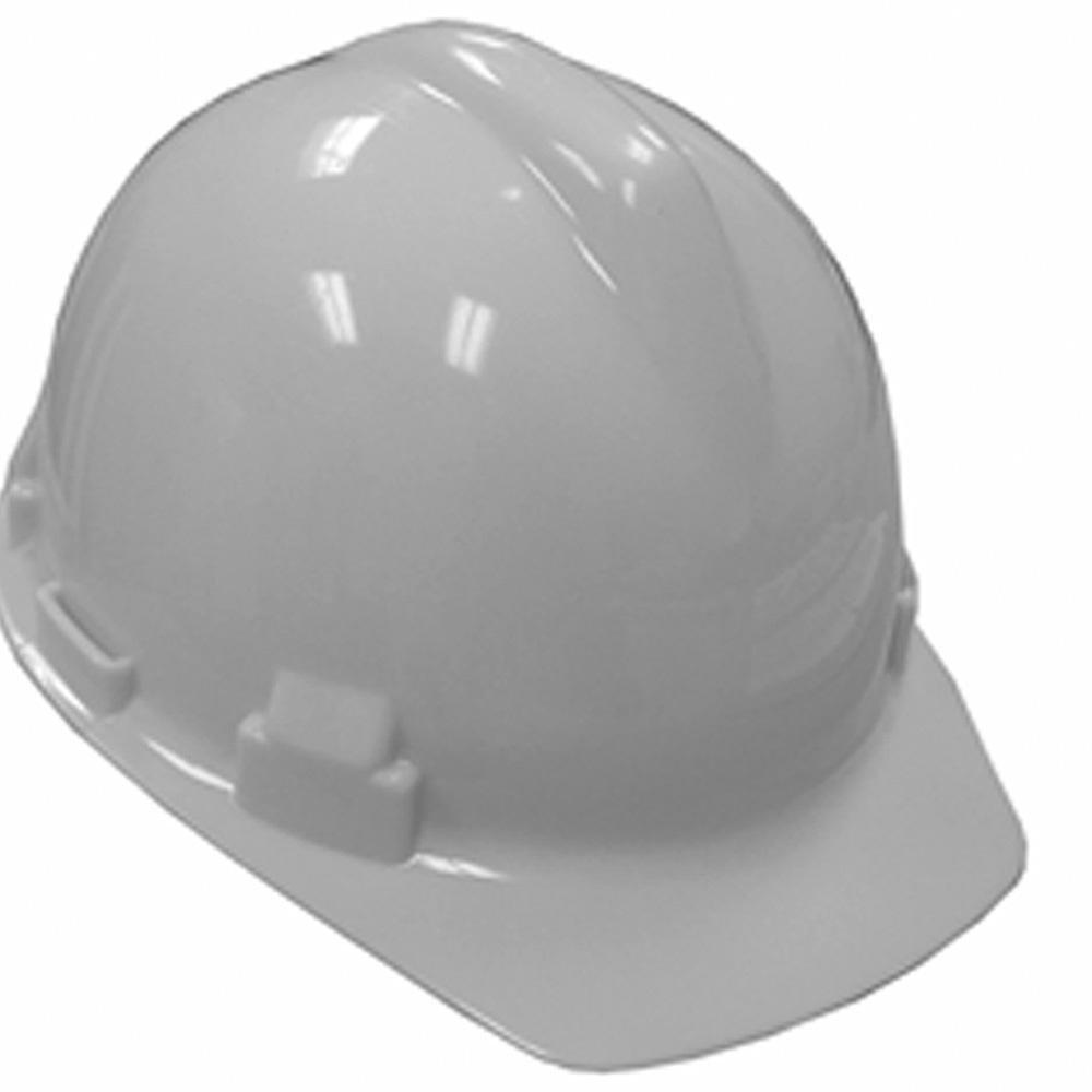 Jones Stephens White Safety Hat with 4-point Pin Lock Suspension in White 