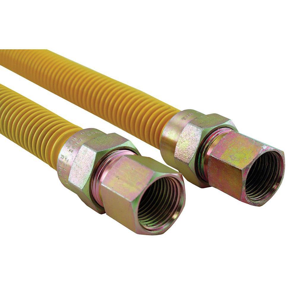 Jones Stephens Yellow 3/4 x 1/2 in. FIPS Gas Connector with Fitting in Yellow 