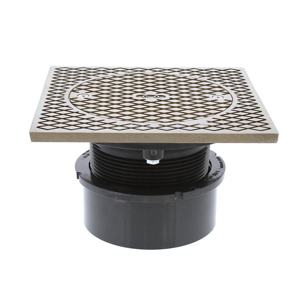 4 in. PVC Inside Pipe Fit Base Cleanout with 3-1/2 in. Plastic Spud and 7 in. Polished Brass Cover 