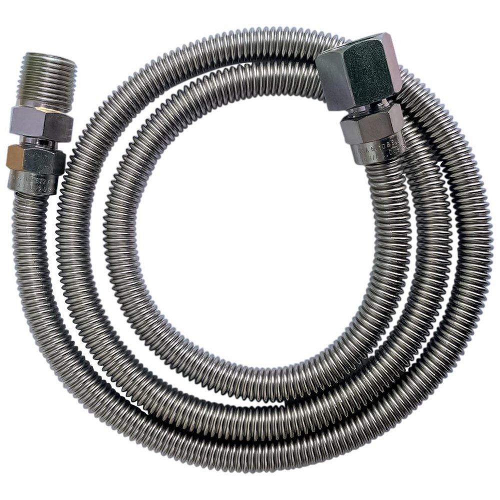 Jones Stephens Stainless Steel 3/8 in. FIPS Gas Connector with Fitting in Stainless Steel 