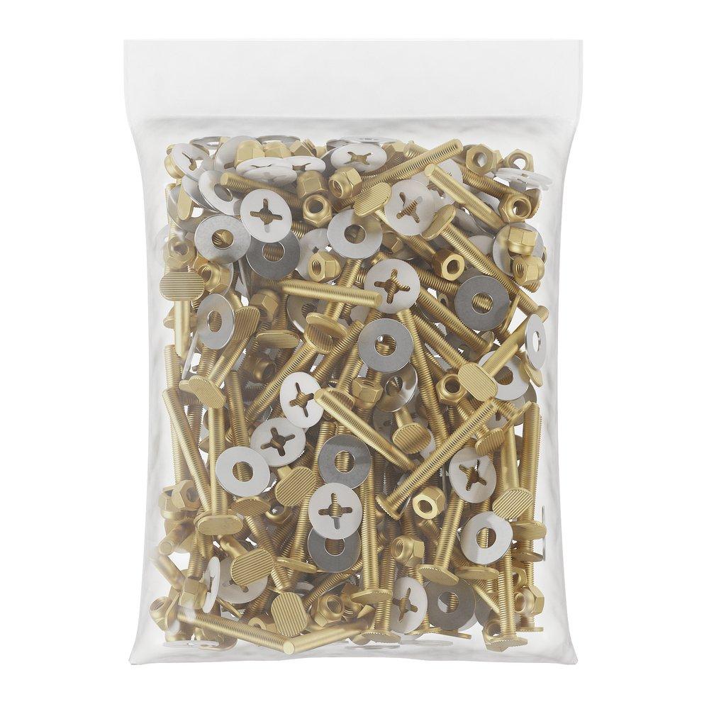 Jones Stephens Brass Plated Closet Bolt with Round Washer and Tinnerman Nut 