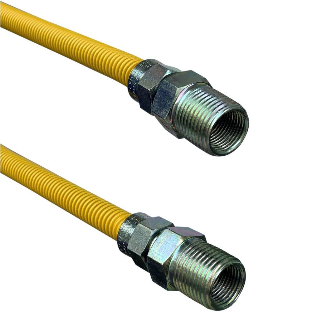 Jones Stephens Yellow 1/2 in. MIPS Gas Connector with Fitting in Yellow 
