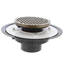 3 in. Heavy Duty PVC Drain Base with 3-1/2 in. Plastic Spud and 6 in. Nickel Bronze Strainer with Ring
