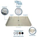 Tile Redi USA Polished Chrome 42 in. ADA Barrier Free Shower Base with Right Hand Drain 