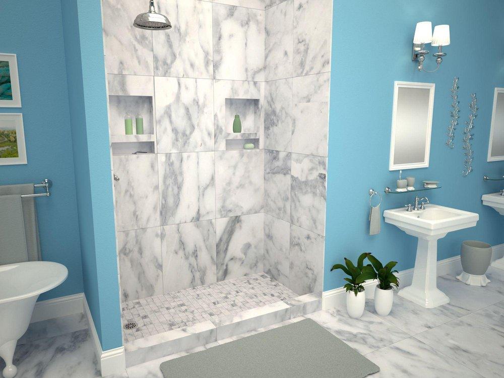 Tile Redi USA Polished Chrome 60 x 60 in. Single Threshold Left-Hand Drain Shower Base 