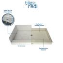 Tile Redi USA Polished Chrome 30 in. Single Curb Shower Base with Center Drain 