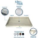 Tile Redi USA Polished Chrome 60 x 60 in. Single Threshold Right-Hand Drain Shower Base 