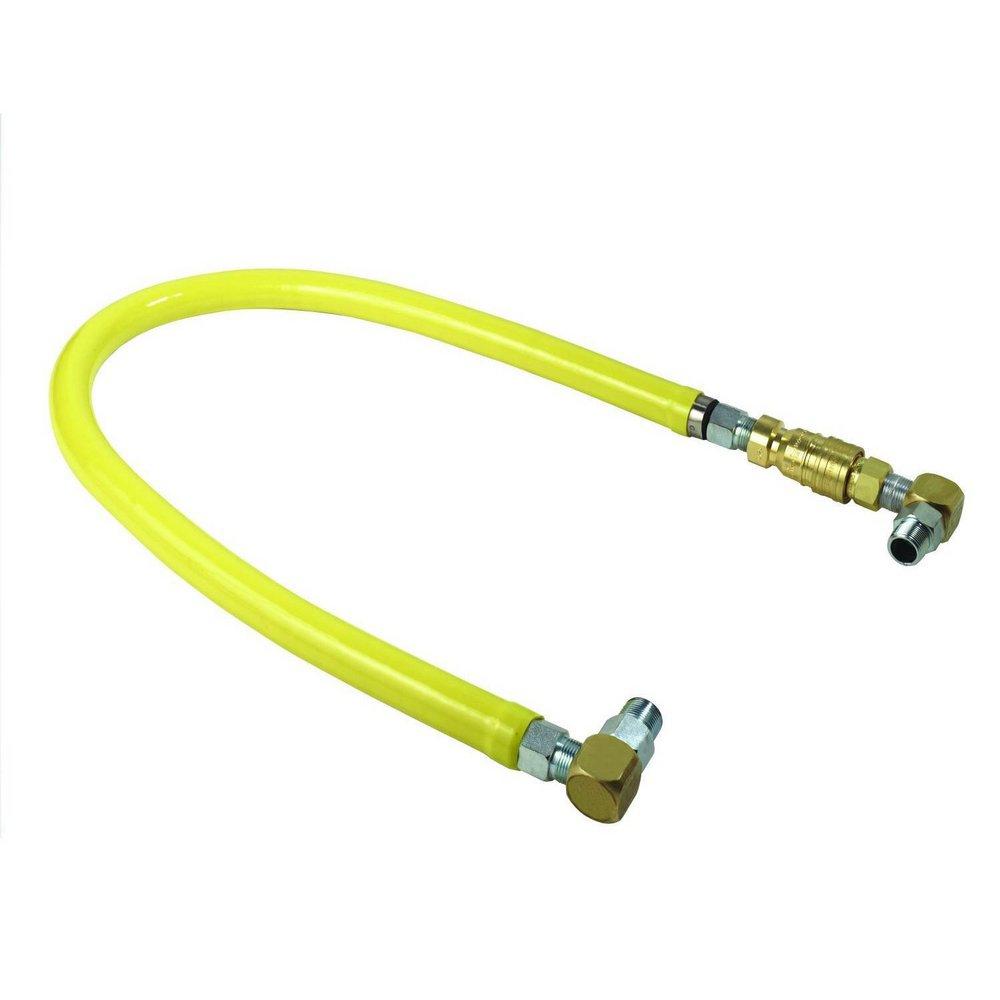 T&S Brass Yellow 3/4 in. NPT x 48 in. Gas Hose Quick Disconnect, 2-SwiveLinks, 2-Elbows, & AG-RC Restraining Cable 