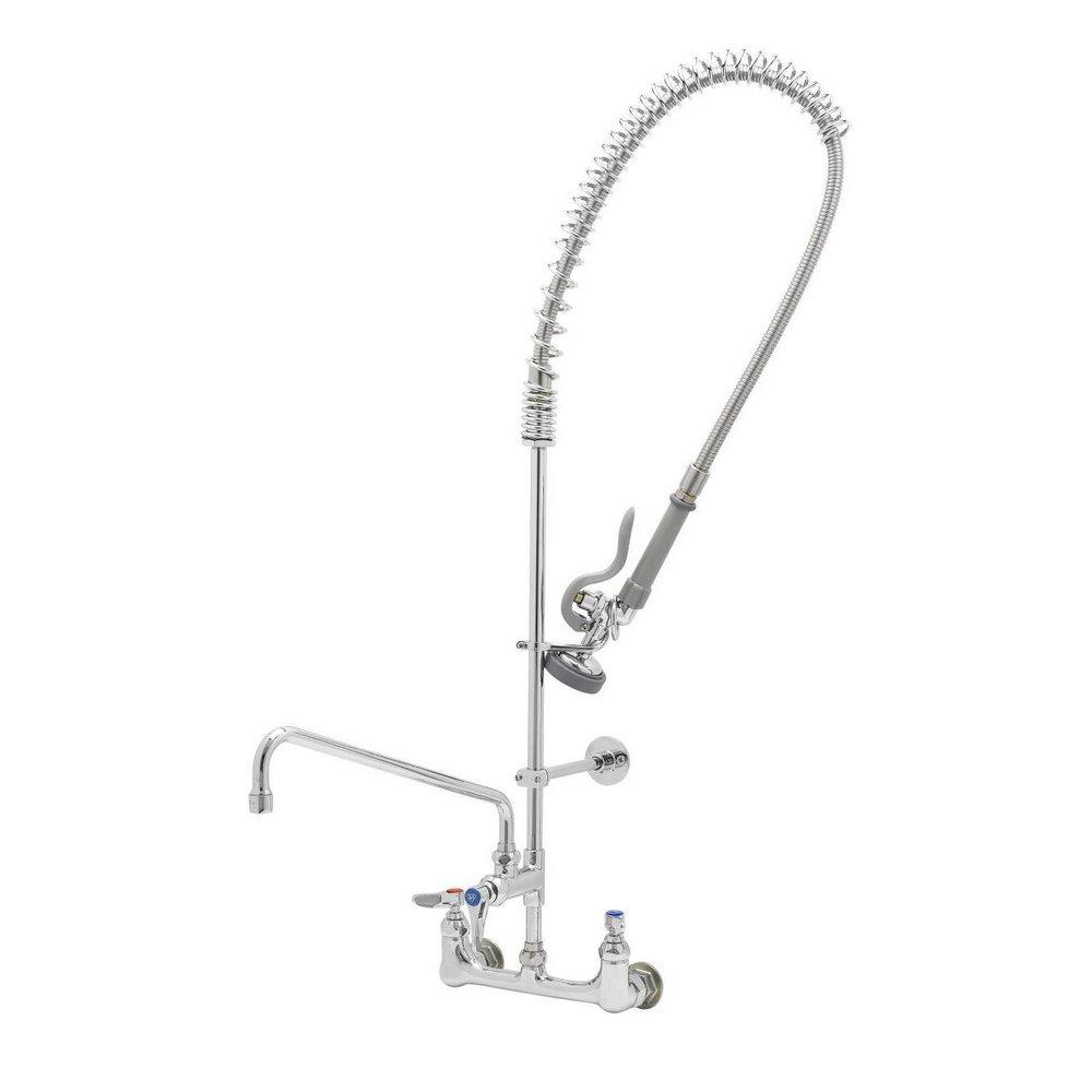 T&S Brass Polished Chrome Plated Pre-Rinse Unit with Ceramas and Wall Bracket 