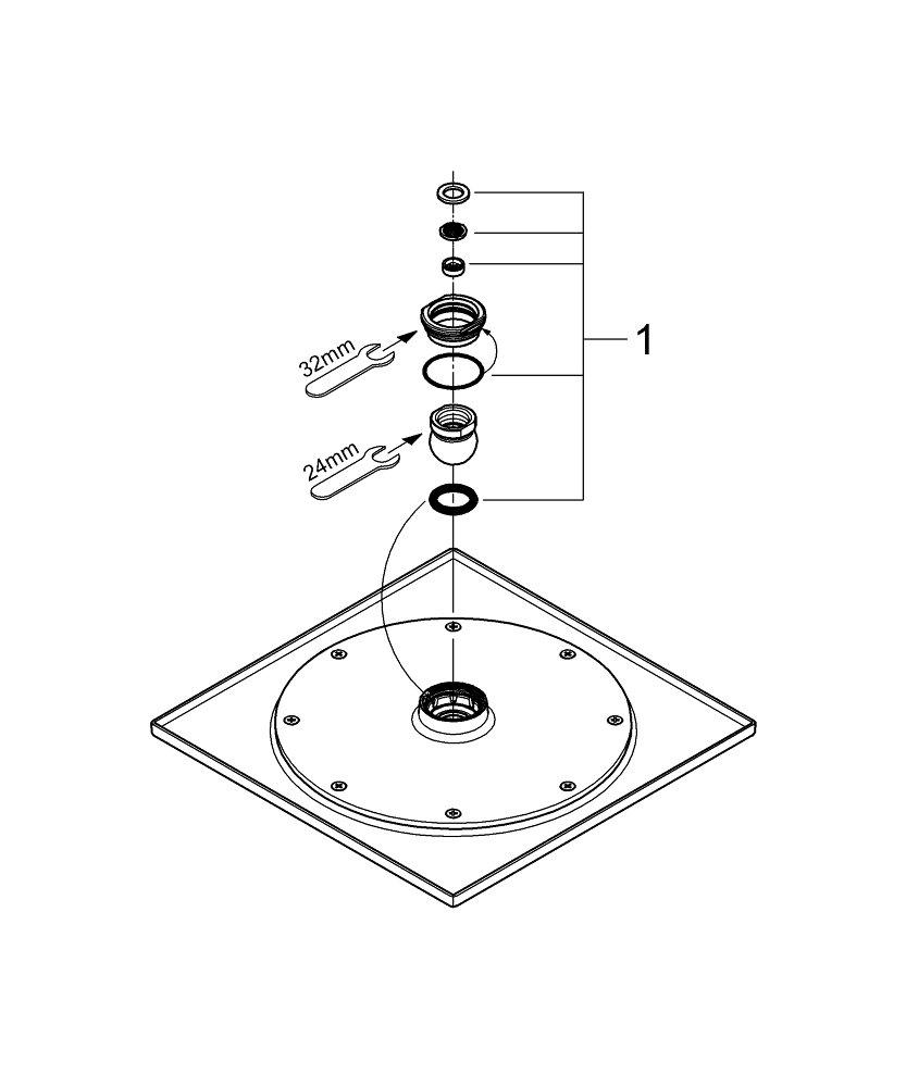 GROHE StarLight&reg; Chrome Single Function Rain Showerhead 
