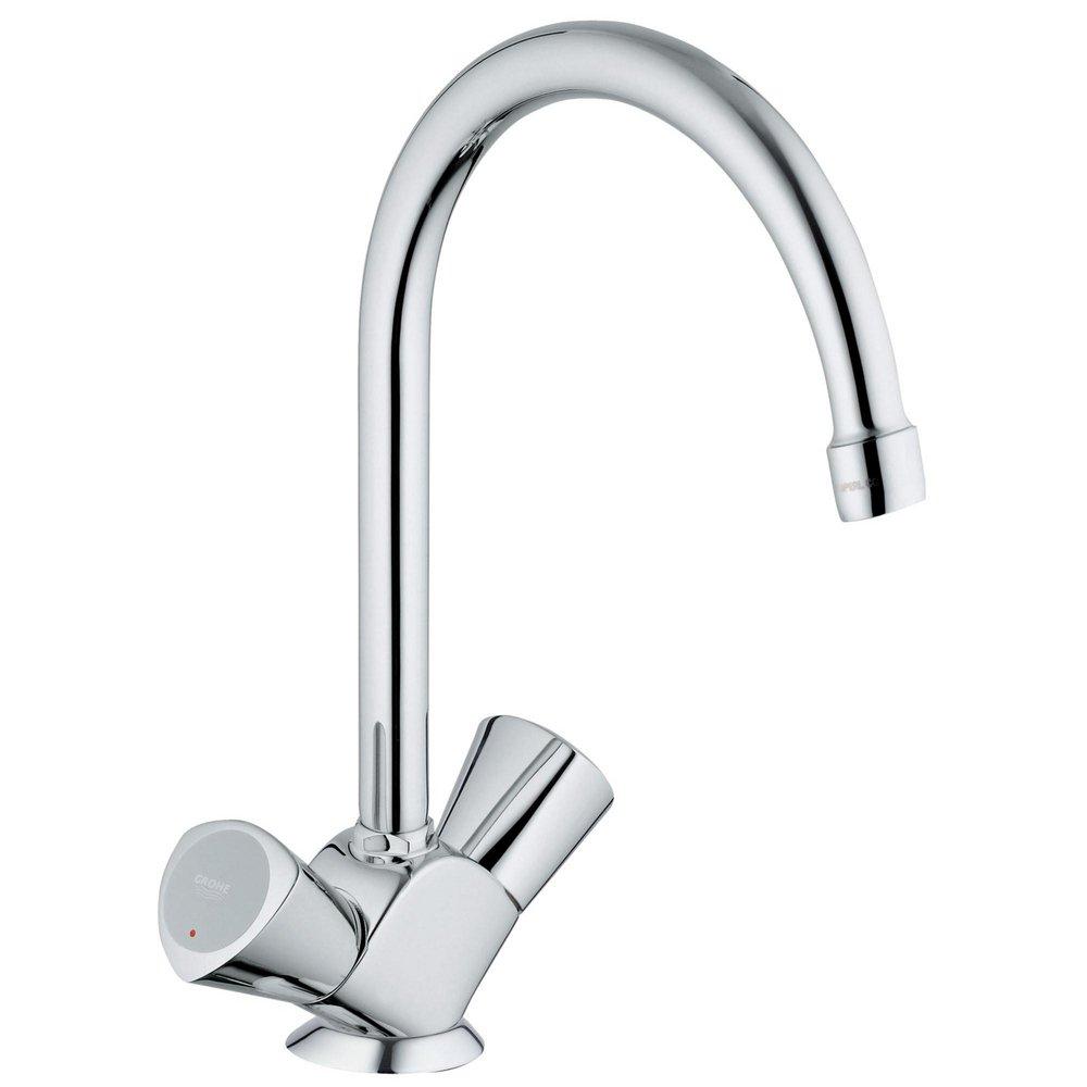 GROHE StarLight&reg; Polished Chrome Two Handle Monoblock Kitchen Faucet 