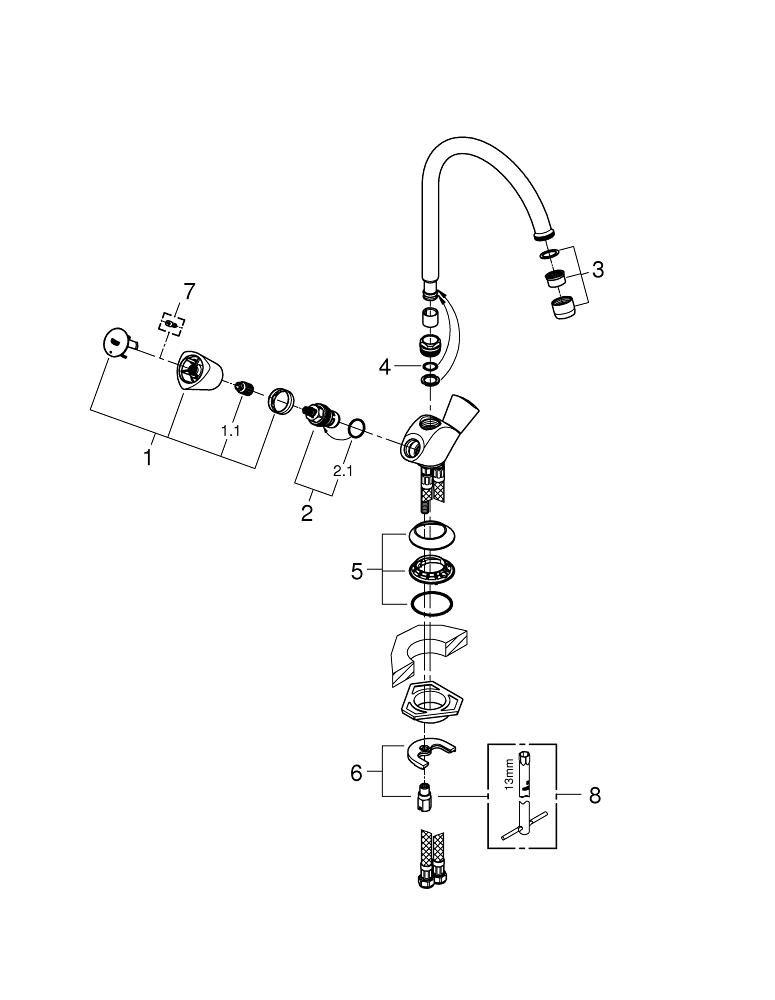 GROHE StarLight&reg; Polished Chrome Two Handle Monoblock Kitchen Faucet 