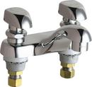 Two Handle Centerset Metering Bathroom Sink Faucet in Polished Chrome