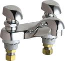 Chicago Faucets Polished Chrome Two Handle Metering Bathroom Sink Faucet 