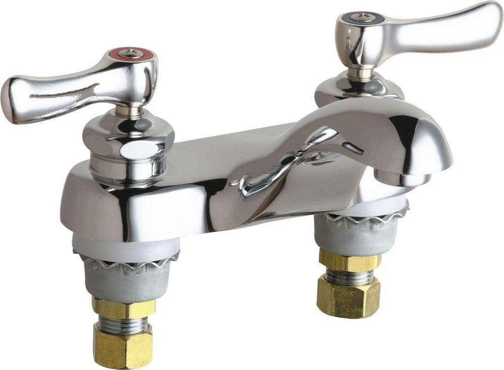 Chicago Faucets Polished Chrome Two Handle Centerset Bathroom Sink Faucet 