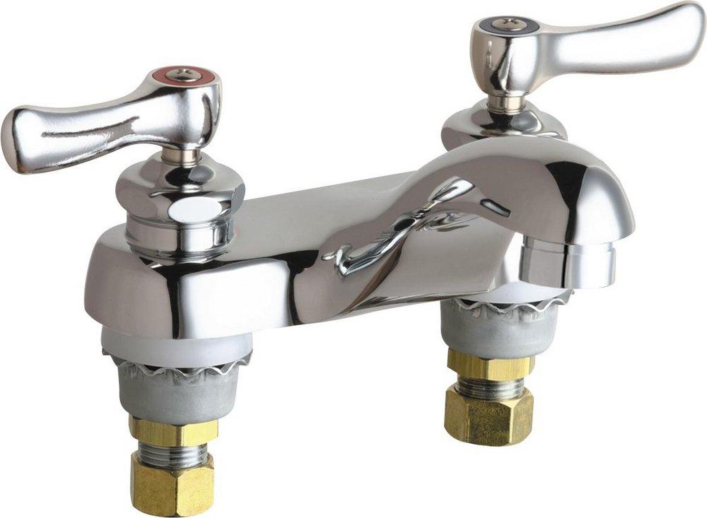 Chicago Faucets Polished Chrome Two Handle Centerset Bathroom Sink Faucet 