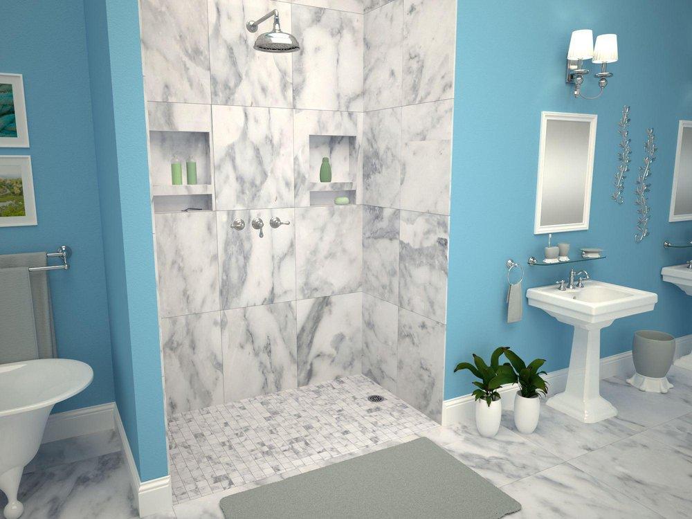 Tile Redi USA Polished Chrome 35 in. ADA Barrier Free Shower Base with Right Hand Drain 