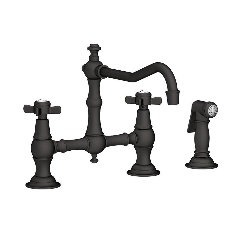 Newport Brass Flat Black Two Handle Bridge Kitchen Faucet 