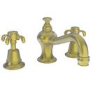 Widespread Bathroom Sink Faucet with Double Cross Handle in Satin Brass - PVD