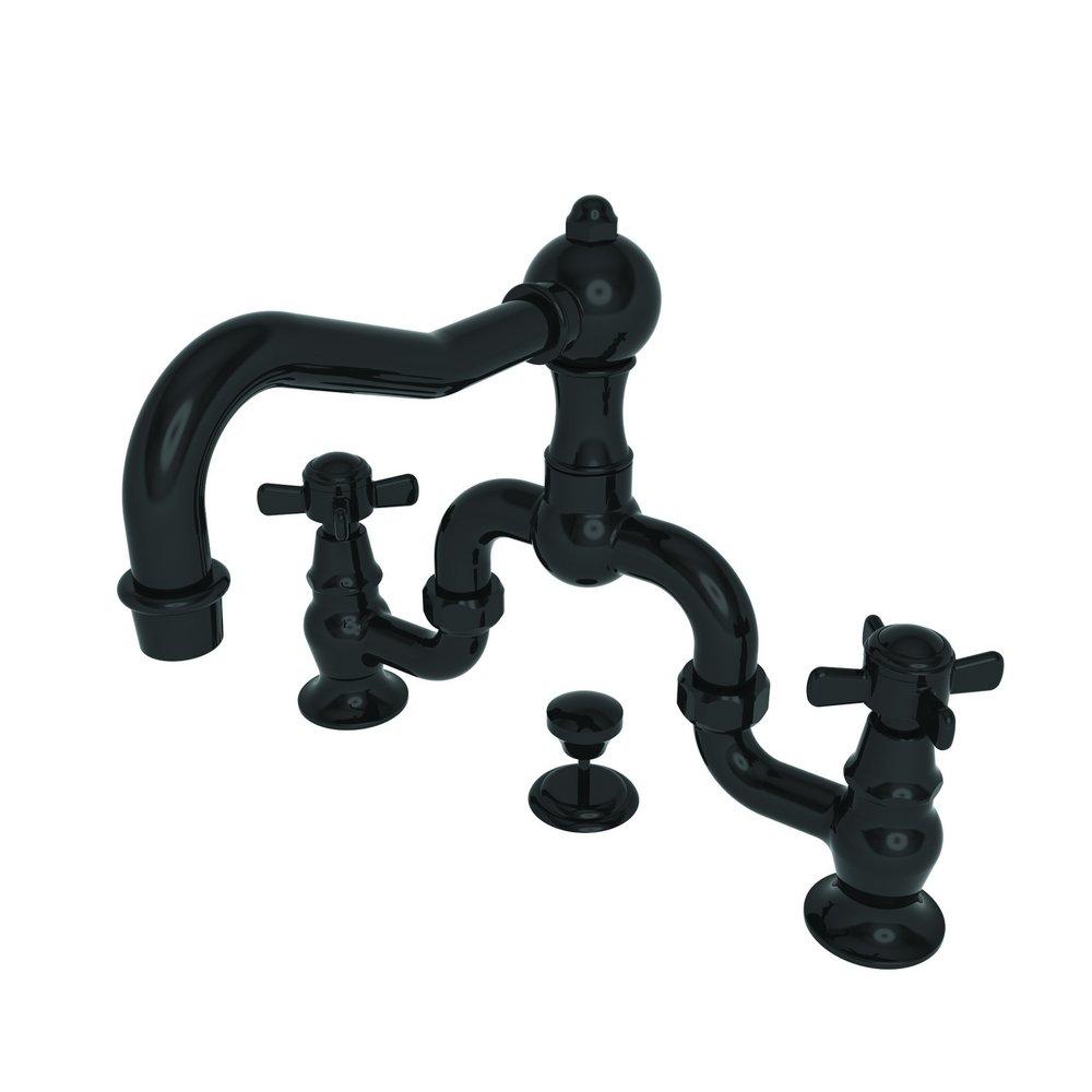 Newport Brass Gloss Black Bridge Bathroom Sink Faucet with Double Cross Handle 