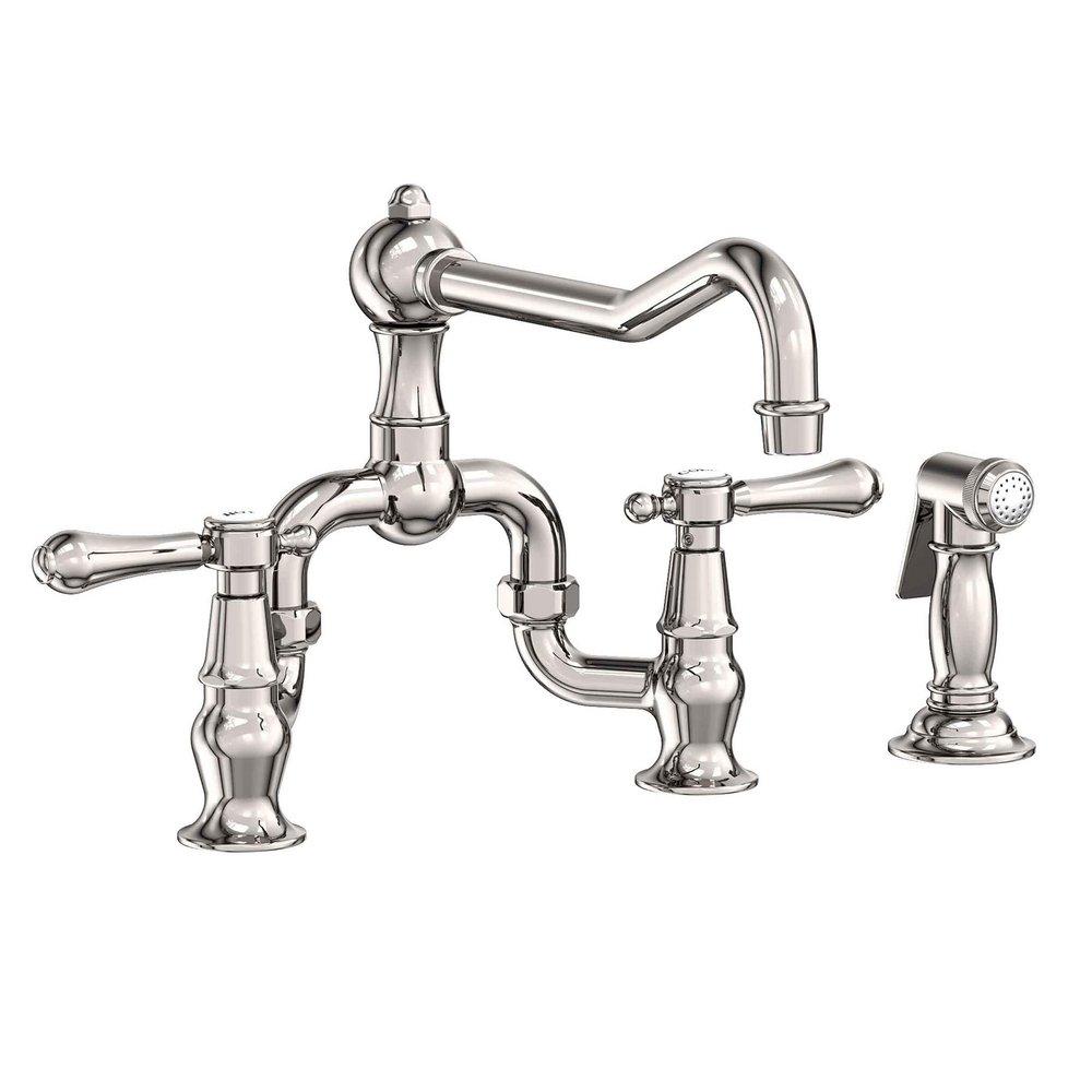 Newport Brass Polished Nickel - Natural Two Handle Bridge Kitchen Faucet 