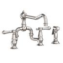 3-Hole Bridge Kitchen Faucet with Double Lever Handle and Sidespray in Polished Nickel - Natural
