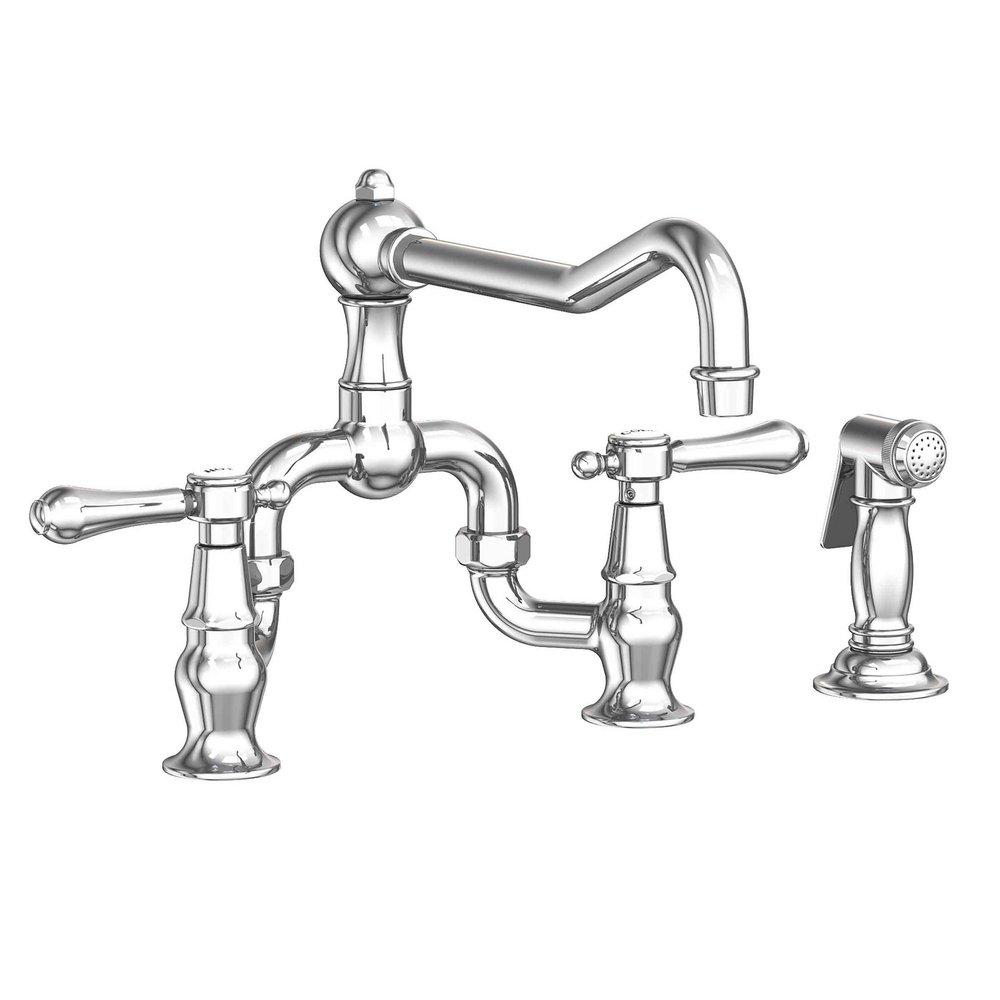 Newport Brass Polished Chrome Two Handle Bridge Kitchen Faucet 