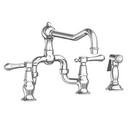 3-Hole Bridge Kitchen Faucet with Double Lever Handle and Sidespray in Polished Chrome