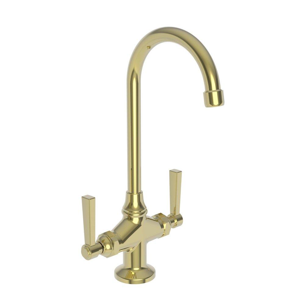 Newport Brass Uncoated Polished Brass - Living Prep Sink or Bar Faucet with Double Lever Handle 