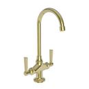 Newport Brass Uncoated Polished Brass - Living Prep Sink or Bar Faucet with Double Lever Handle 
