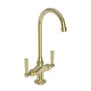 Two Handle Bar Faucet in Uncoated Polished Brass - Living